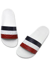 Women's Logo Striped Slippers White - MONCLER - BALAAN.