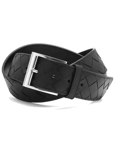 Men's Intrecciato Leather Belt Black - BOTTEGA VENETA - BALAAN 2