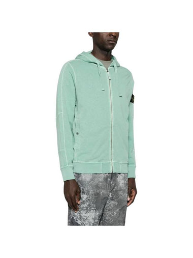 Men's Garment Dyed Malfile Zip Up Hoodie Green - STONE ISLAND - BALAAN 1