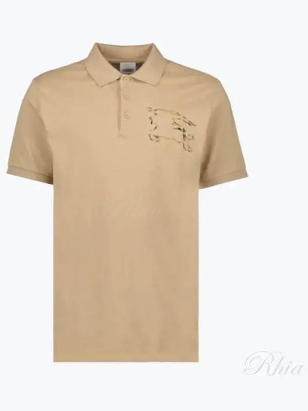 Check EKD Logo Print Cotton Polo Shirt Beige - BURBERRY - BALAAN 2