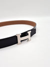 H buckle double sided belt 32mm black gold silver matte H073967CAAA - HERMES - BALAAN 3