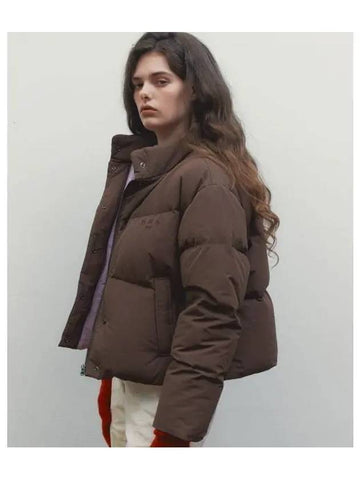 CROPPED PUFFER DUCK DOWN JACKET BROWN - BENSIMON - BALAAN 1