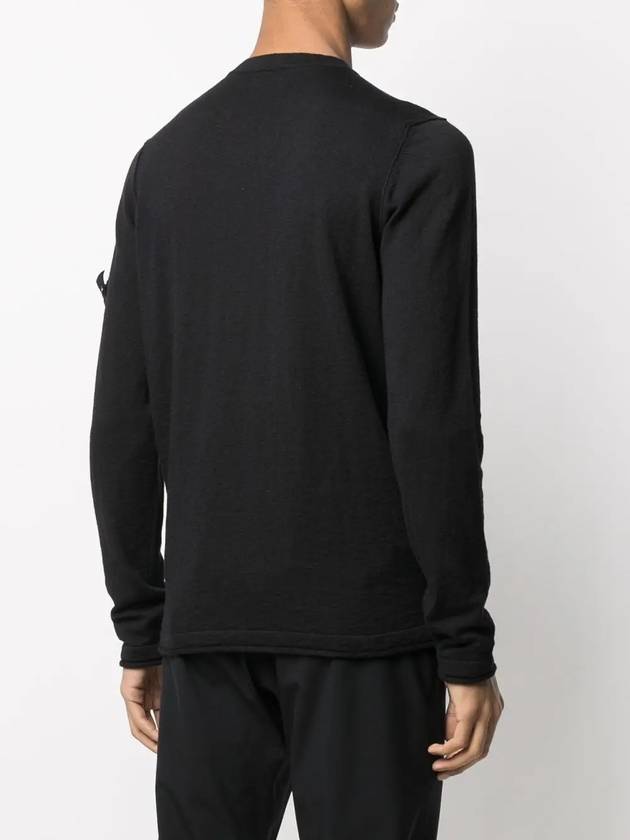 Wappen Patch Crew Neck Knit Top Black - STONE ISLAND - BALAAN 5