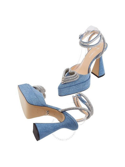 Mach & Mach Denim Blue Crystal Triple Heart Platform Pumps, Brand Size 36 ( US Size 6 ) - MACH & MACH - BALAAN 2