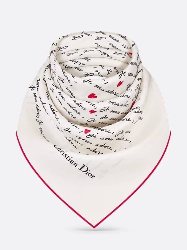 Dioramour 70 Square Scarf White Black Red Silk - DIOR - BALAAN 2