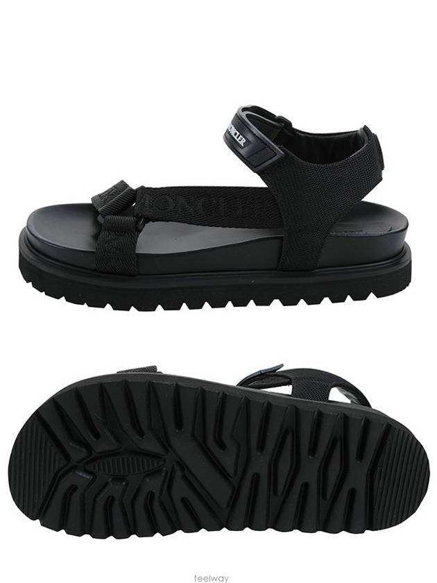 Women's Strap Logo Flavia Sandals Black - MONCLER - BALAAN.