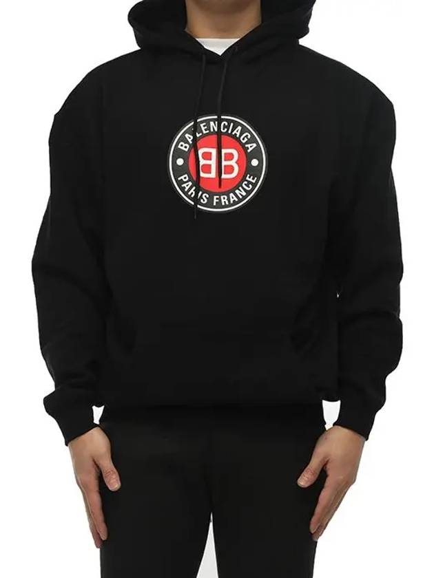 BB Logo Round Print Hoodie Black - BALENCIAGA - BALAAN 7