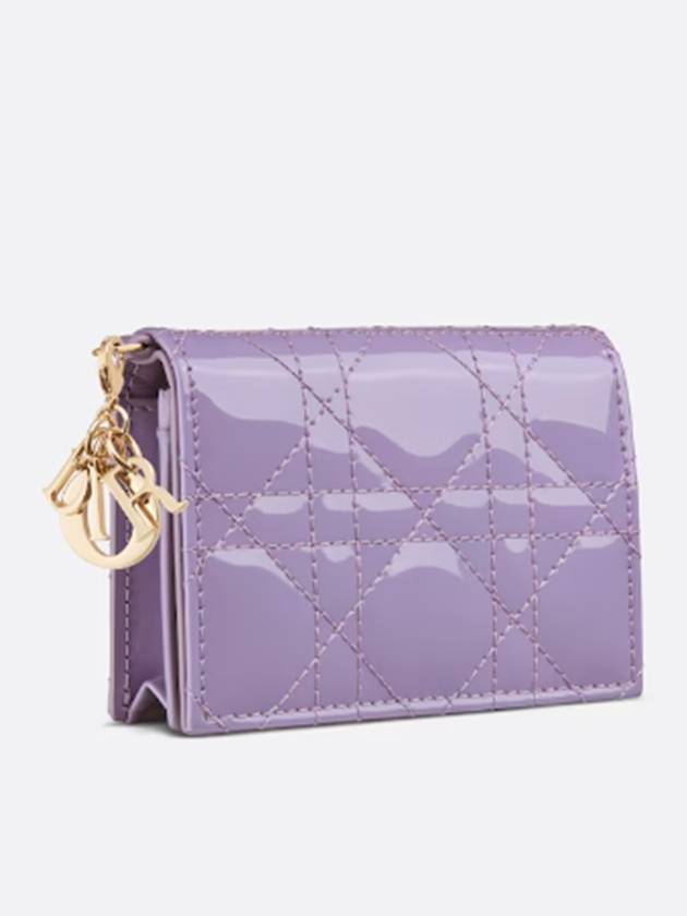 Lady Cannage Patent Calfskin Flap Card Wallet Lilac - DIOR - BALAAN 3