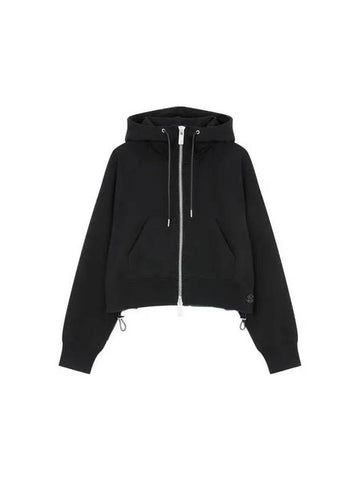 Women's Drawstring Cropped Hood Zip-up Black 271710 - SACAI - BALAAN 1