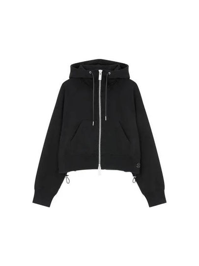 Women's Drawstring Cropped Hood Zip-up Black 271710 - SACAI - BALAAN 1