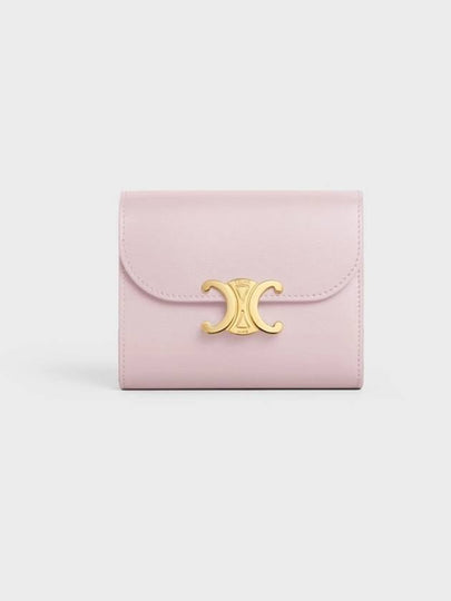 Triomphe Small Shiny Calfskin Half Wallet Pastel Pink - CELINE - BALAAN 2