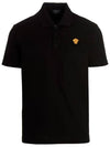 Embroidered Logo Polo Shirt Black - VERSACE - BALAAN.