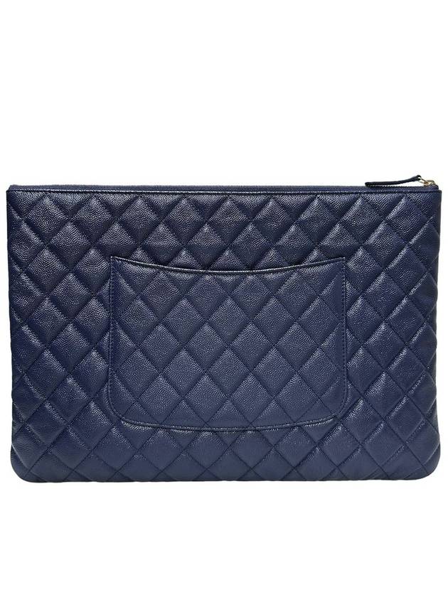 Women s A82552 Cavier Skin Classic Navy Leather Gold Plated COCO Logo Large Clutch - CHANEL - BALAAN 3