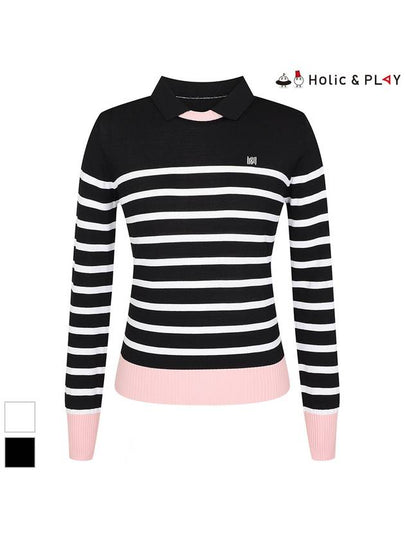 Casual STRIPE Collar SweaterHE1WSW001 - HOLIC&PLAY - BALAAN 2