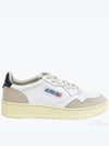 Women's Leather Suede Medalist Low Top Sneakers White Blue - AUTRY - BALAAN 2