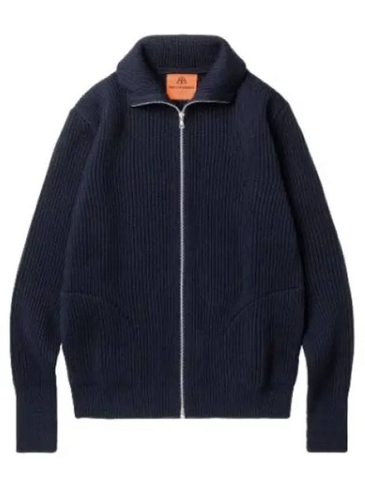 Navy full zip up pocket cardigan - ANDERSEN-ANDERSEN - BALAAN 1