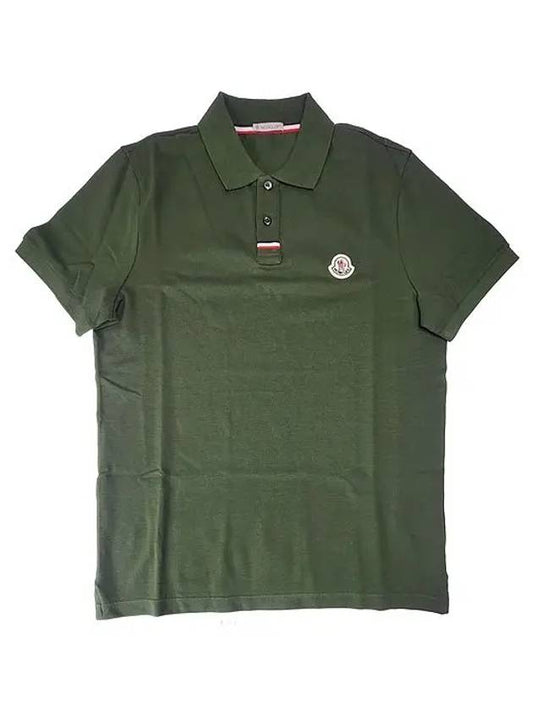 Men s Logo Polo Short Sleeve T Shirt Khaki 8A00029 - MONCLER - BALAAN 1