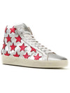 Red Star Patch High Top Sneakers Silver - SAINT LAURENT - BALAAN.