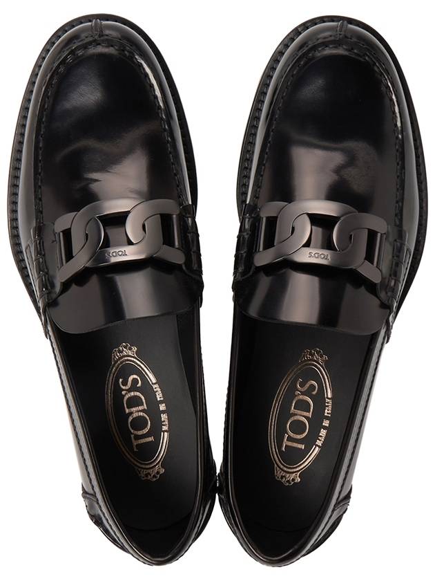 Men's Leather Metal Chain Loafers Black - TOD'S - BALAAN 3