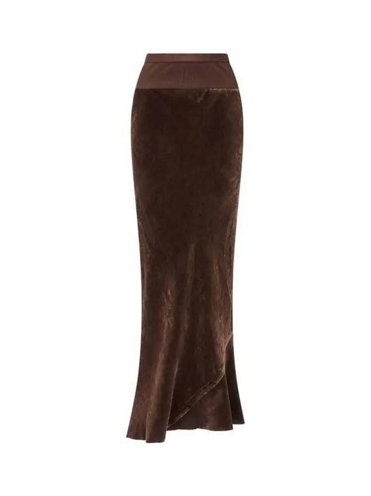 WOMEN Velvet Bias Mermaid Long Skirt Brown 270025 - RICK OWENS - BALAAN 1
