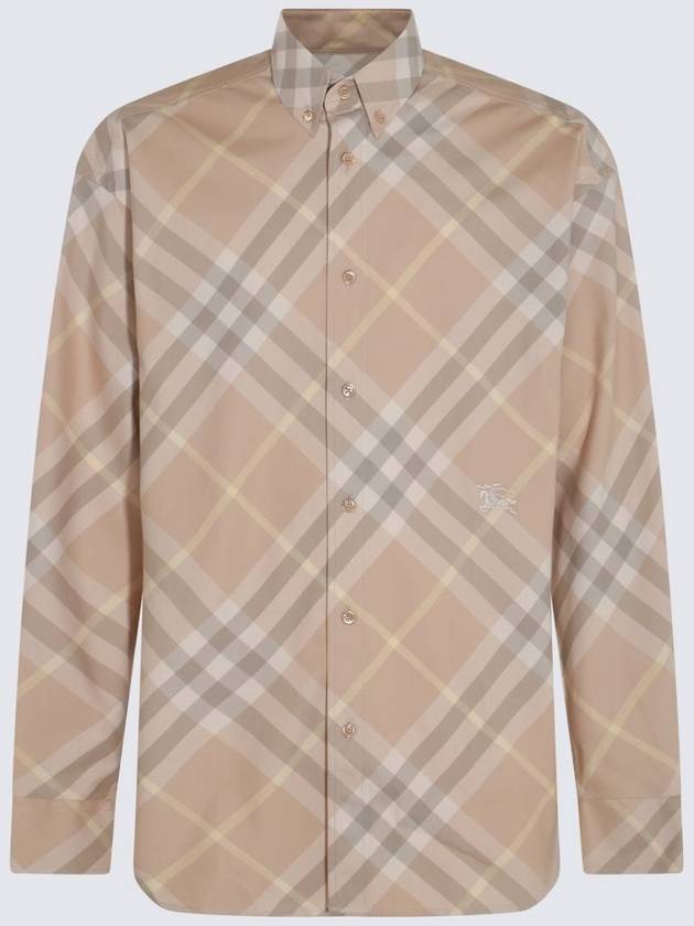 Check Cotton Long Sleeve Shirt Beige - BURBERRY - BALAAN 2