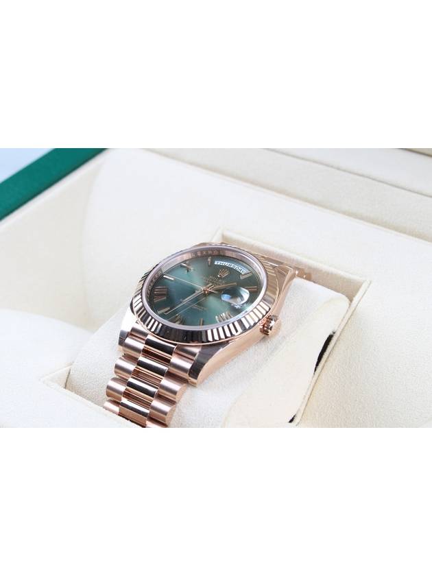 Rolex Day Date Rose Gold Olive Green 21 Years - ROLEX - BALAAN 6