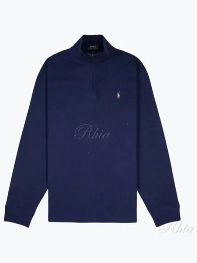 Embroidered Pony Logo Half Zip-Up Knit Top Navy - POLO RALPH LAUREN - BALAAN 2