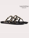 Rockstud Flat Rubber Flip Flops Black - VALENTINO - BALAAN 4