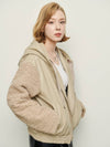 e Women's Shearling Leather Hooded Jacket Beige - PRETONE - BALAAN 2