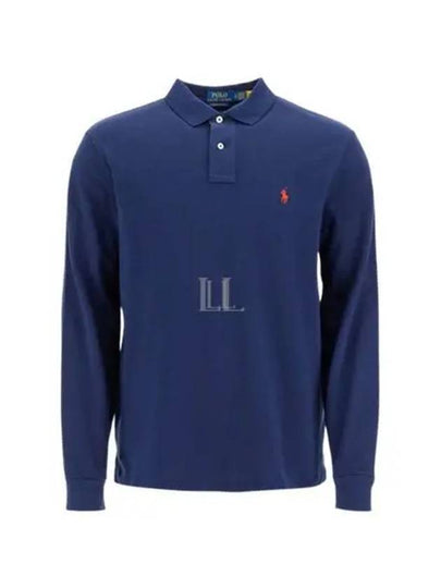 Embroidered Logo Slim Fit Polo Shirt Dark Blue - POLO RALPH LAUREN - BALAAN 2