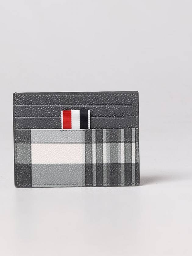 4-Bar Madras Pebble Grain Leather Card Wallet - THOM BROWNE - BALAAN 2