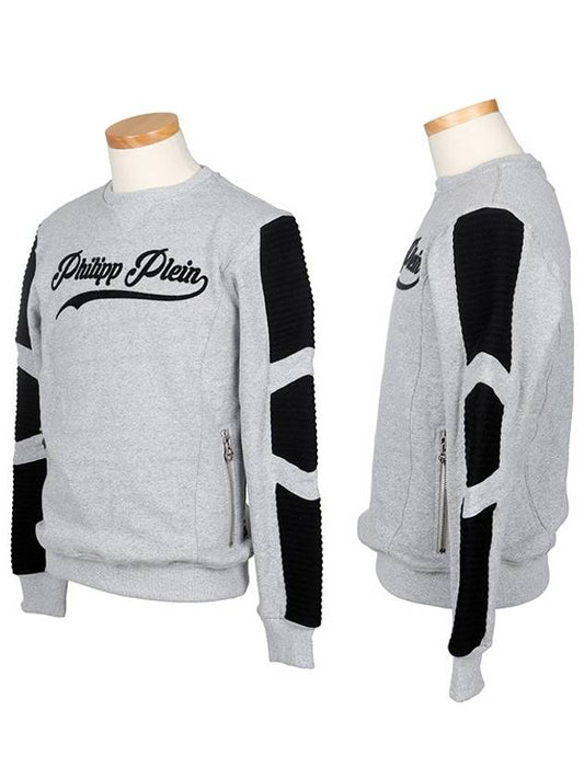 HM632449 000 1046 Melange Gray Black Patch Sweatshirt - PHILIPP PLEIN - BALAAN 2