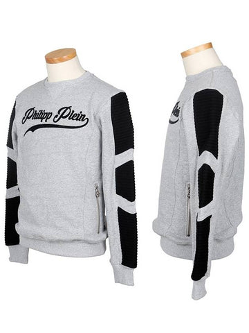 HM632449 000 1046 Melange Gray Black Patch Sweatshirt - PHILIPP PLEIN - BALAAN 1
