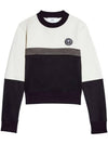 Men's Crew Neck Shiny Fleece Sweatshirt Offwhite Black - AMI - BALAAN 1