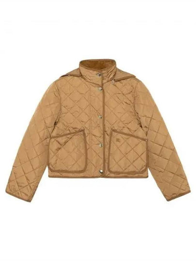 Women's Cropped Quilted Hoodie Jacket Archives Beige - BURBERRY - BALAAN 2