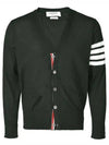 Men's Sustainable Classic Diagonal Wool Cardigan Dark Green - THOM BROWNE - BALAAN 2