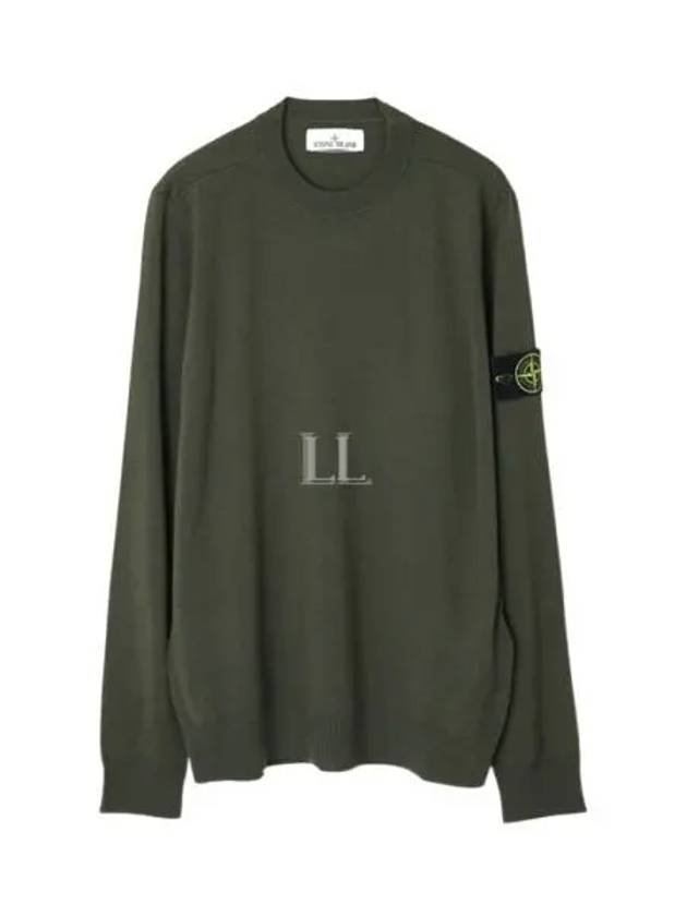 Regular Fit Crew Neck Wool Knit Top Khaki - STONE ISLAND - BALAAN 2