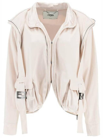 blouson satin effect in viscose jacket beige - FENDI - BALAAN 1