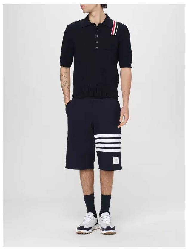 RWB Stripe Polo Shirt Blue - THOM BROWNE - BALAAN 7