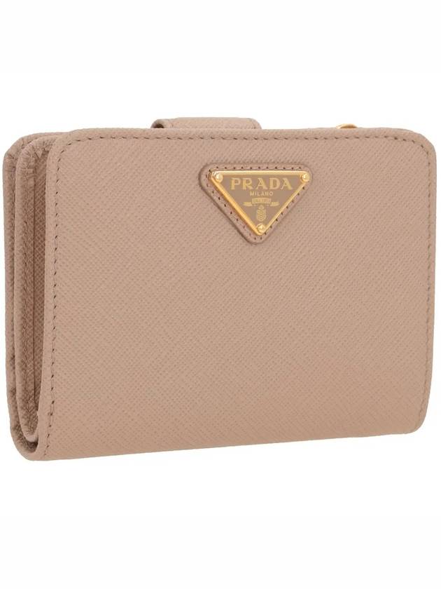 Triangle Logo Saffiano Half Wallet Pink - PRADA - BALAAN 4