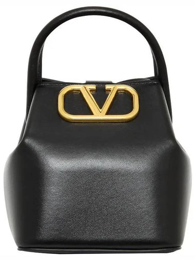 V Logo Signature Small Bucket Bag Black - VALENTINO - BALAAN 1