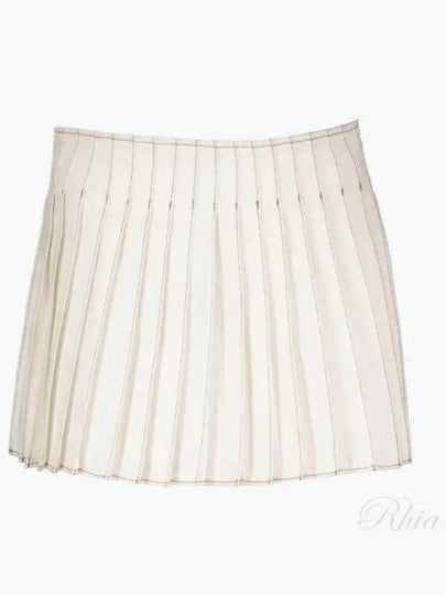 A-line Short Pleats Skirt White - AMI - BALAAN 2