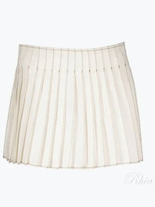 A-line Short Pleats Skirt White - AMI - BALAAN 2