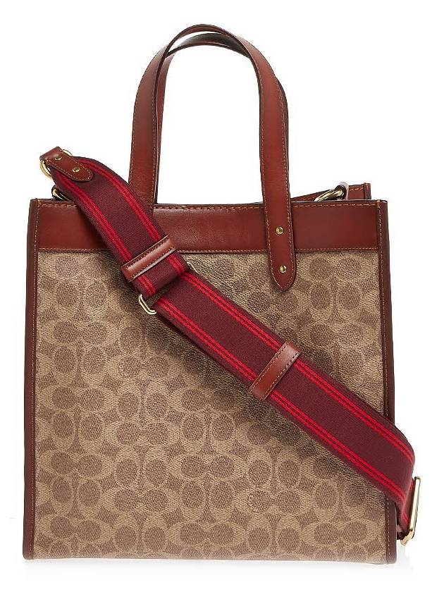 Signature Canvas Field Tote Bag C0776 TAN TRUFFLE RUST - COACH - BALAAN 3