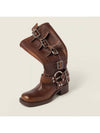 Buckle Detail Leather Long Boots Brown - MIU MIU - BALAAN 5