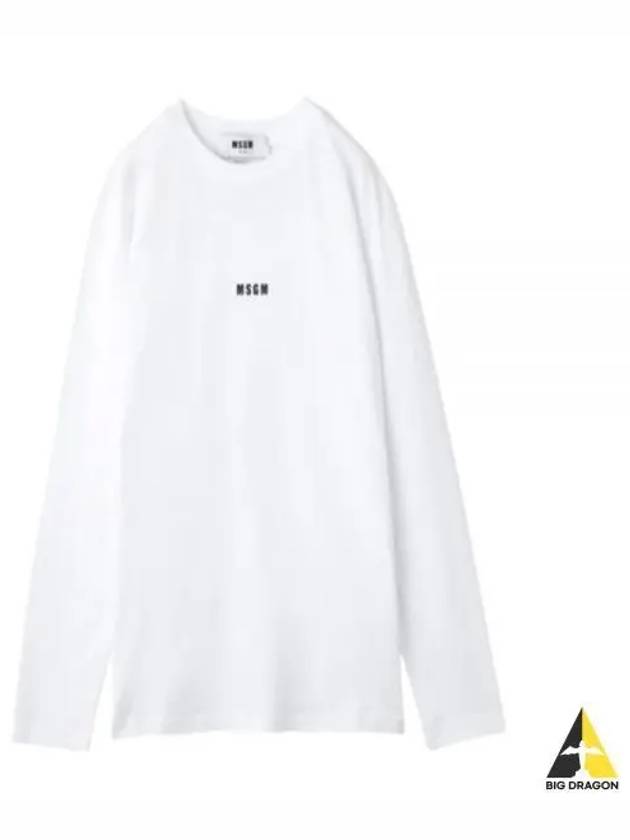 Micro Logo Print Long Sleeve T-Shirt White - MSGM - BALAAN 2