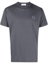 Cotton Jersey Compass Patch Short Sleeve T Shirt Dark Grey - STONE ISLAND - BALAAN 1