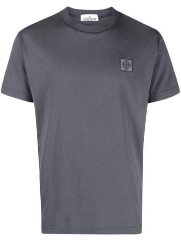 Cotton Jersey Compass Patch Short Sleeve T Shirt Dark Grey - STONE ISLAND - BALAAN 1