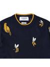 Birds Bees 4-Bar Cotton Merino Pullover Knit Top Navy - THOM BROWNE - BALAAN 4