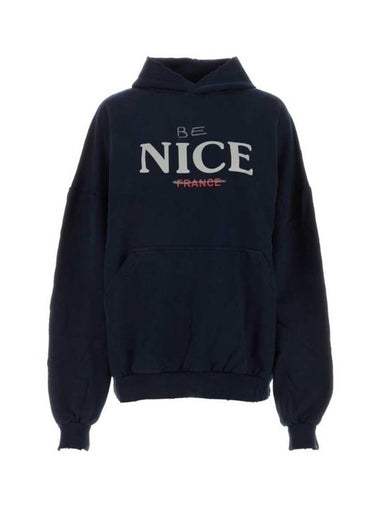 Be Nice Printed Hoodie Navy - BALENCIAGA - BALAAN 1